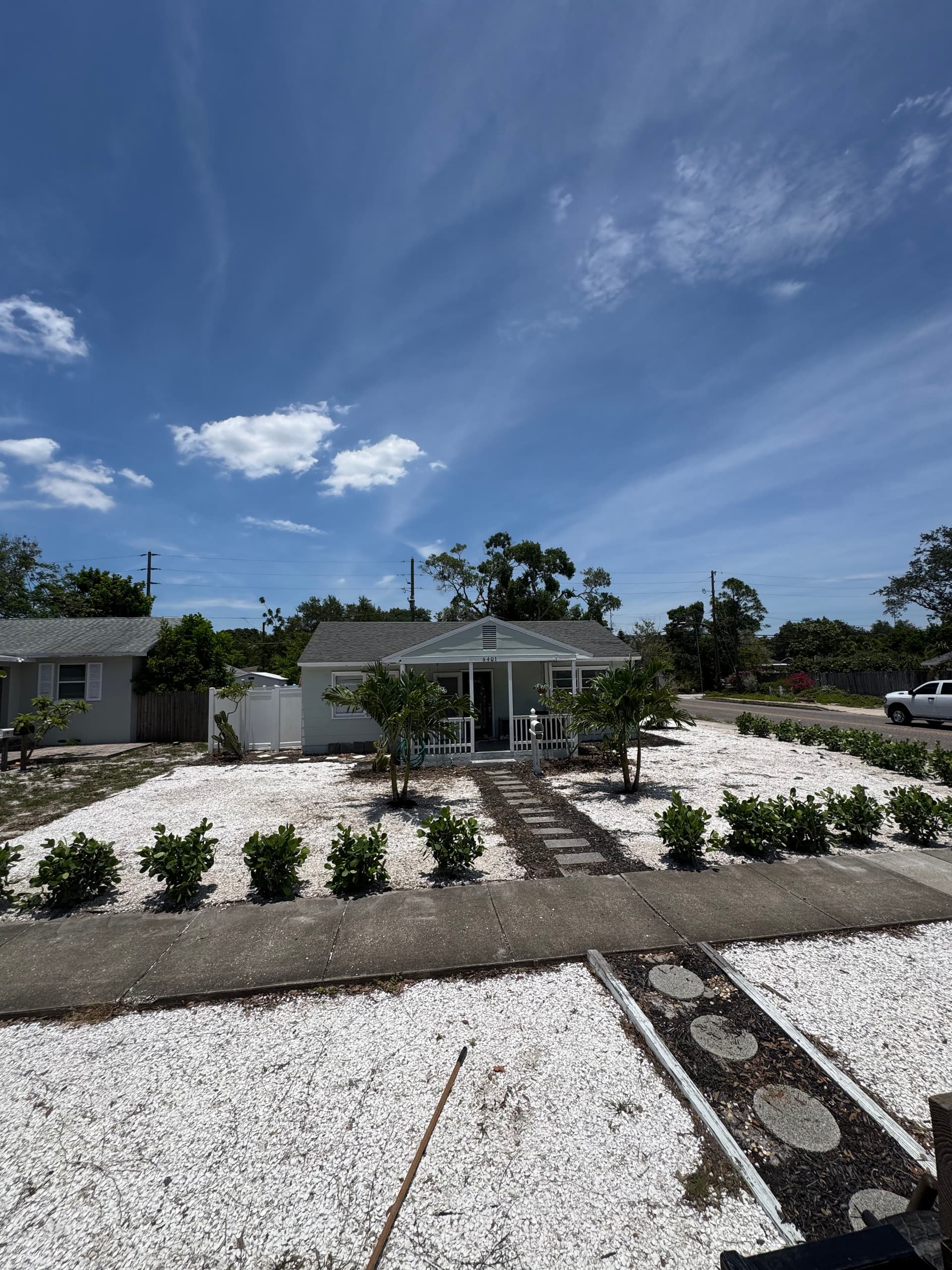 Front Yard Upgrade with Clusia Hedge, Palms, and White Rock image