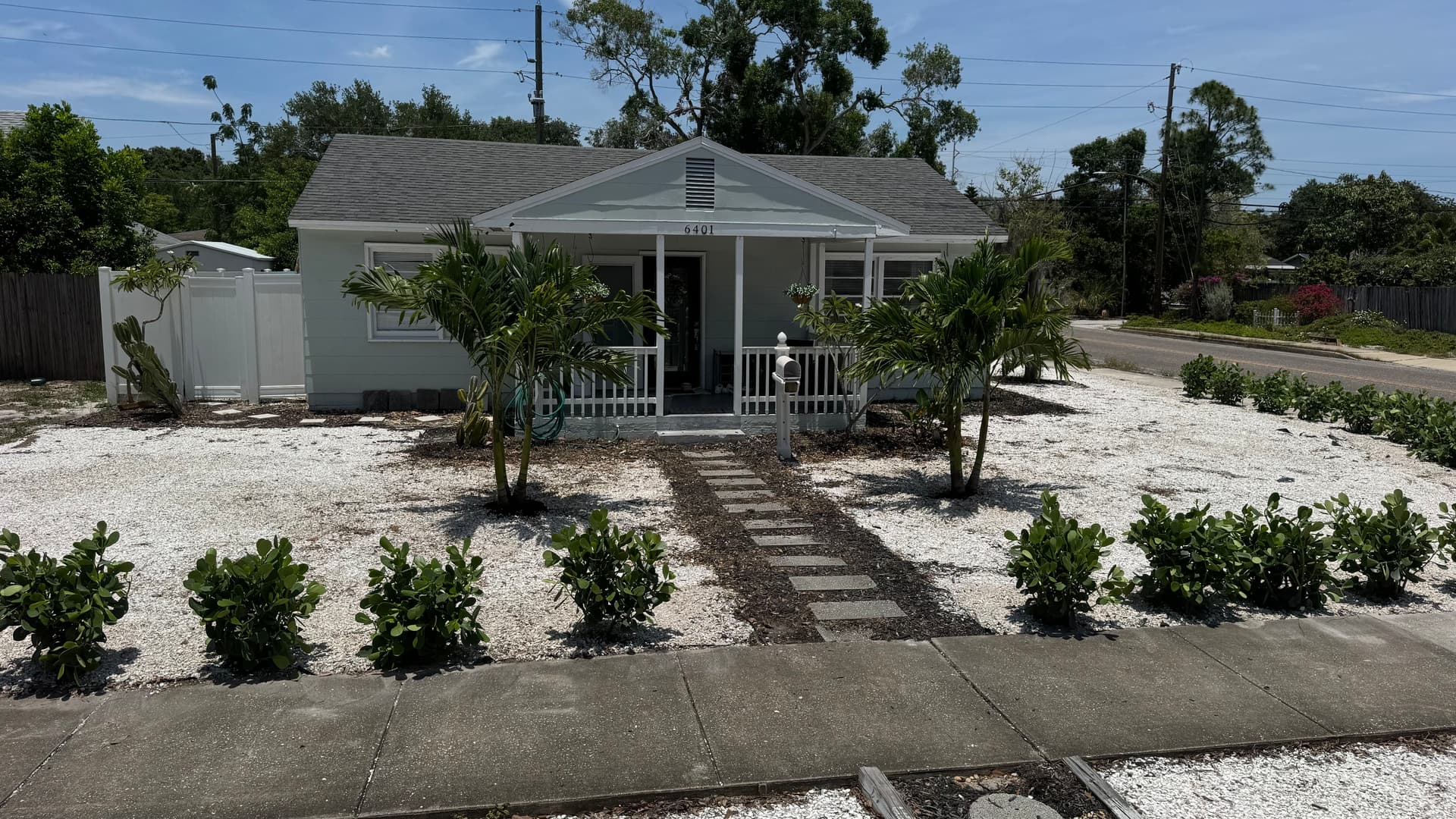 Gallery photos for Front Yard Upgrade with Clusia Hedge, Palms, and White Rock: Image #1