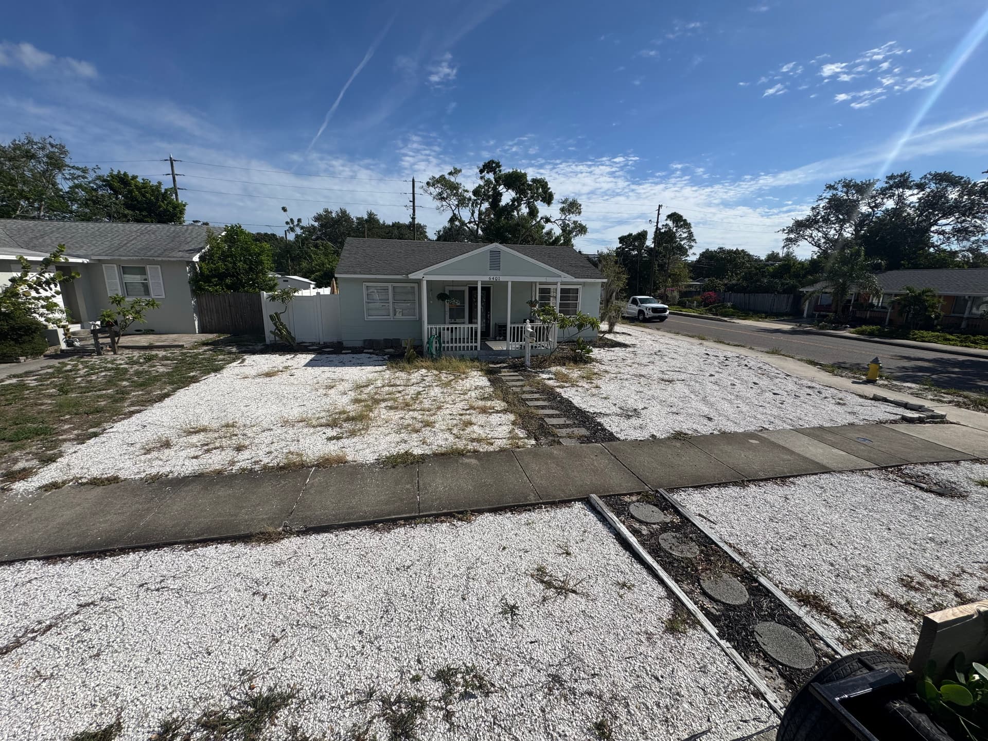 Gallery photos for Front Yard Upgrade with Clusia Hedge, Palms, and White Rock: Image #3